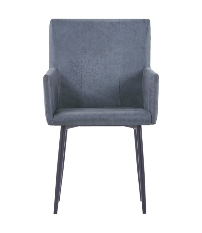 Eetkamerstoelen met armleuningen 2 st kunstsuède grijs