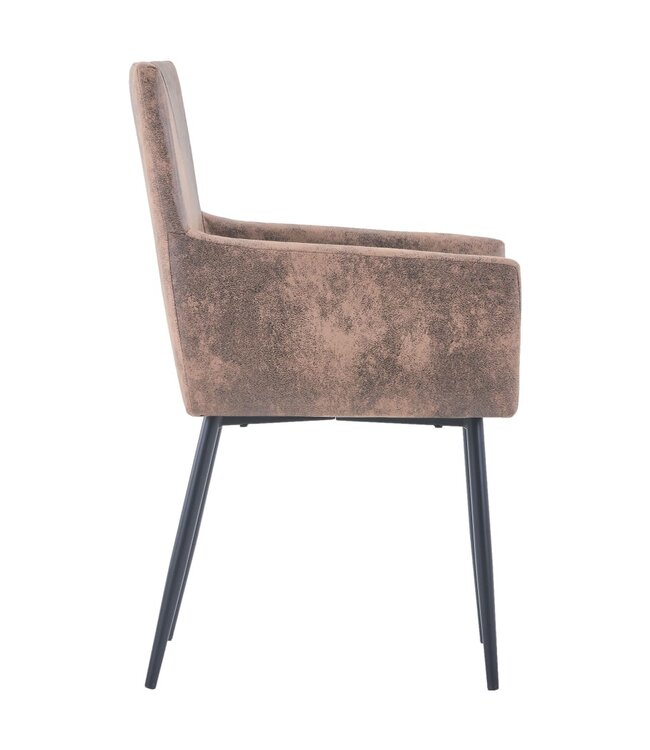 Eetkamerstoelen met armleuningen 2 st kunstsuède bruin