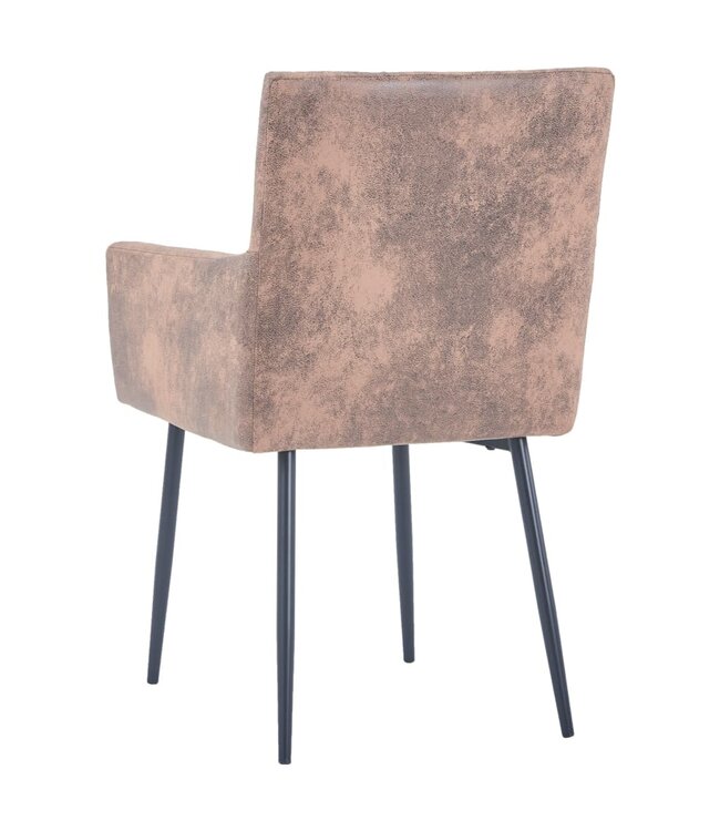 Eetkamerstoelen met armleuningen 2 st kunstsuède bruin
