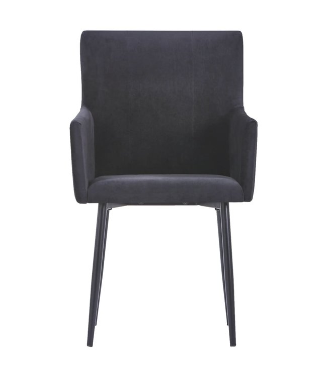 Eetkamerstoelen met armleuningen 2 st fluweel zwart