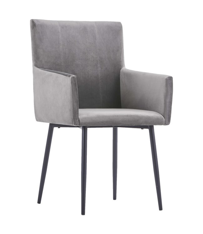 Eetkamerstoelen met armleuningen 2 st fluweel grijs