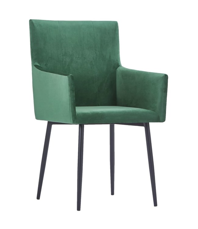 Eetkamerstoelen met armleuningen 2 st fluweel groen