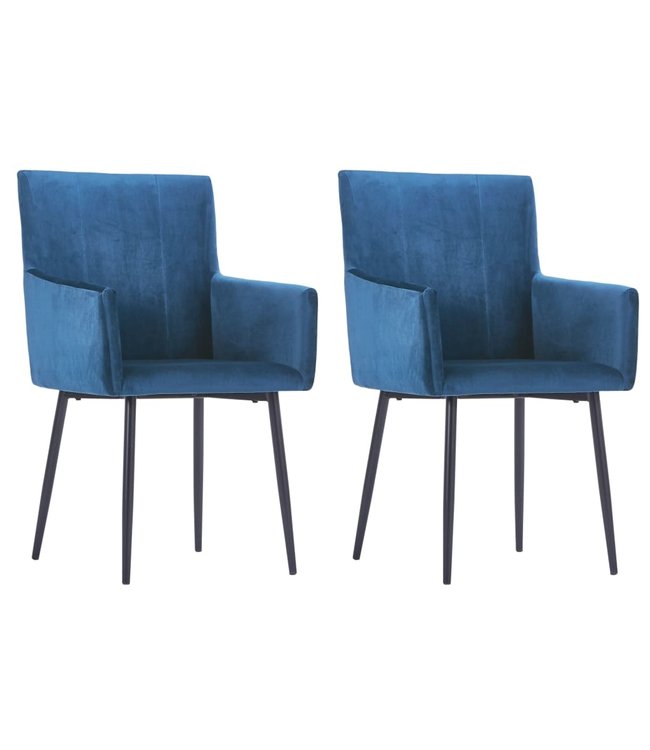 Eetkamerstoelen met armleuningen 2 st fluweel blauw