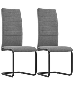 Eetkamerstoelen 2 st stof lichtgrijs