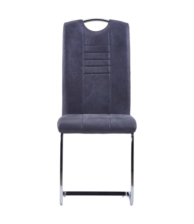 Eetkamerstoelen 4 st kunstsuède grijs