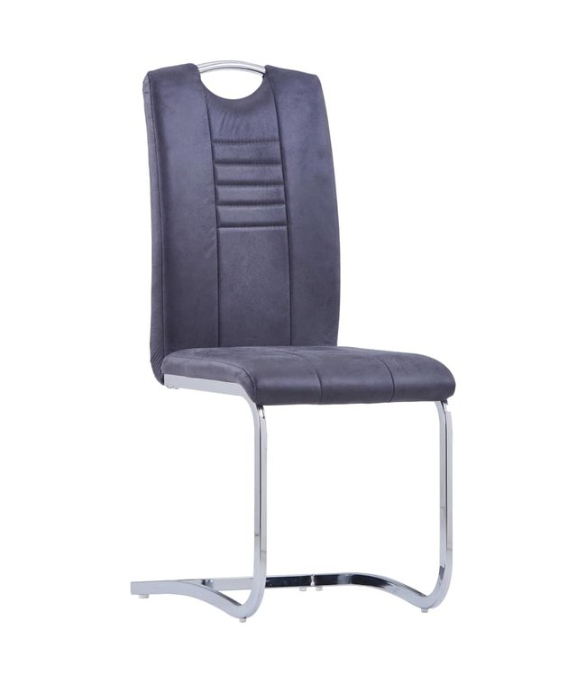 Eetkamerstoelen 2 st kunstsuède grijs