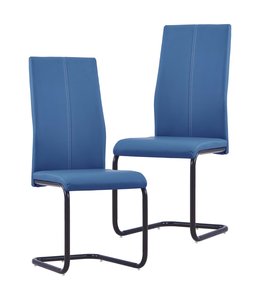 Eetkamerstoelen 2 st kunstleer blauw