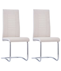 Eetkamerstoelen 2 st stof crème
