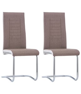 Eetkamerstoelen 2 st stof bruin