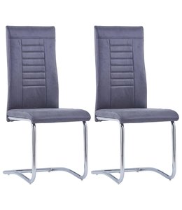 Eetkamerstoelen 2 st kunstsuède grijs