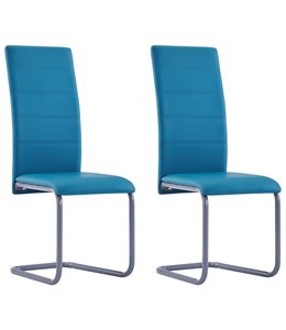 Eetkamerstoelen 2 st kunstleer blauw