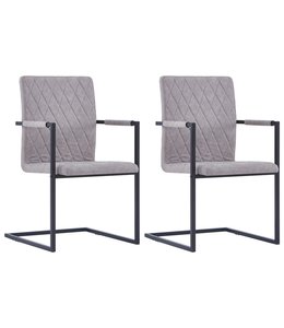 Eetkamerstoelen 2 st kunstleer lichtgrijs