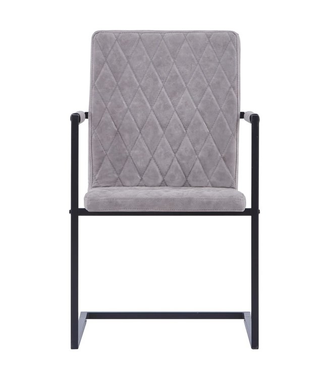 Eetkamerstoelen 2 st kunstleer lichtgrijs
