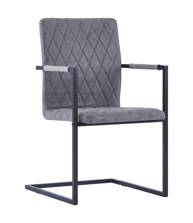 Eetkamerstoelen 2 st kunstleer donkergrijs