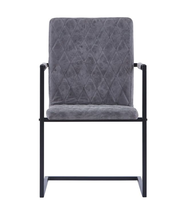 Eetkamerstoelen 2 st kunstleer donkergrijs