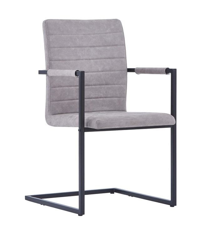 Eetkamerstoelen 2 st kunstleer grijs