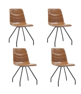 Eetkamerstoelen 4 st kunstleer cognackleurig