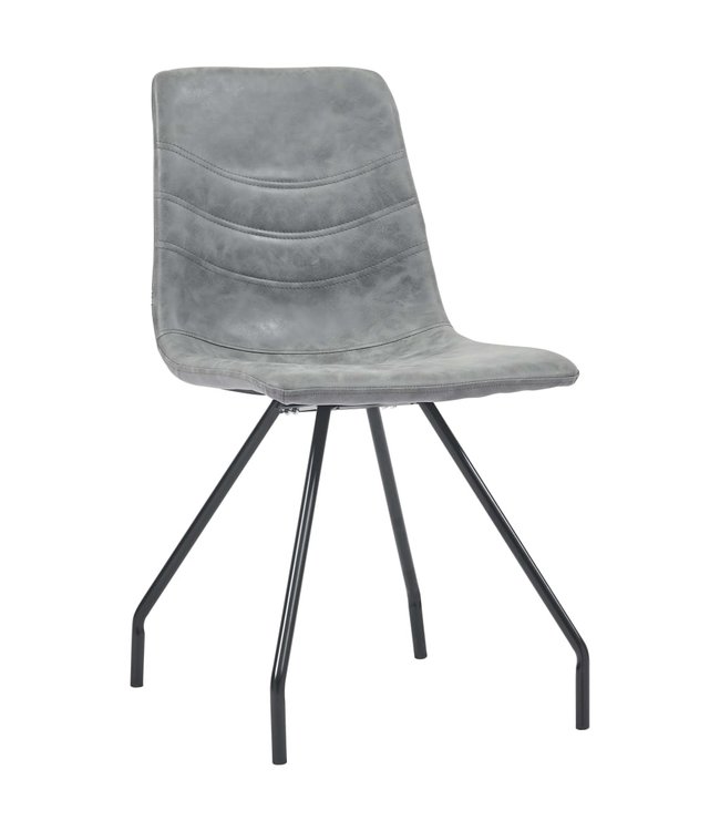 Eetkamerstoelen 4 st kunstleer donkergrijs