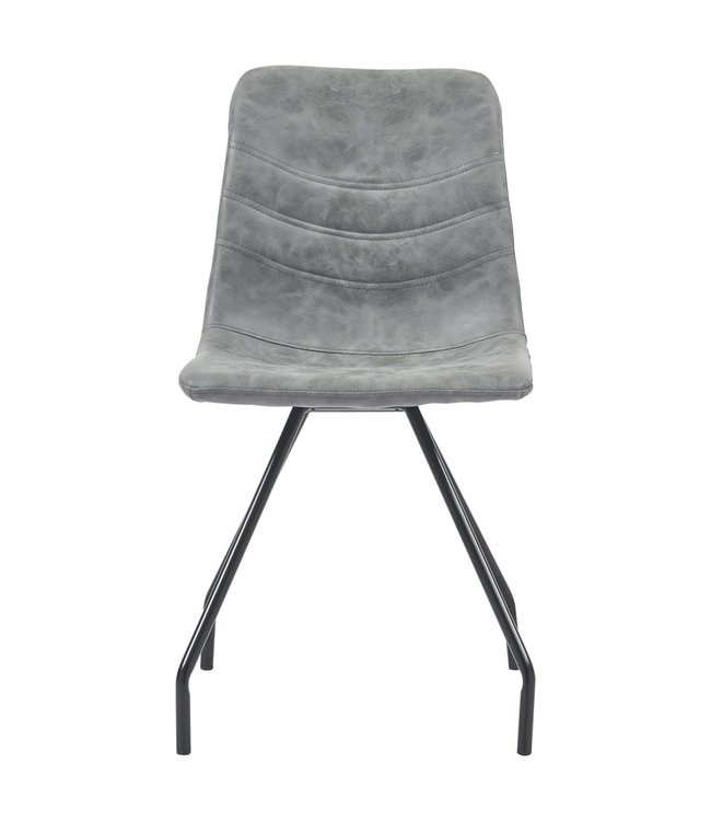 Eetkamerstoelen 4 st kunstleer donkergrijs