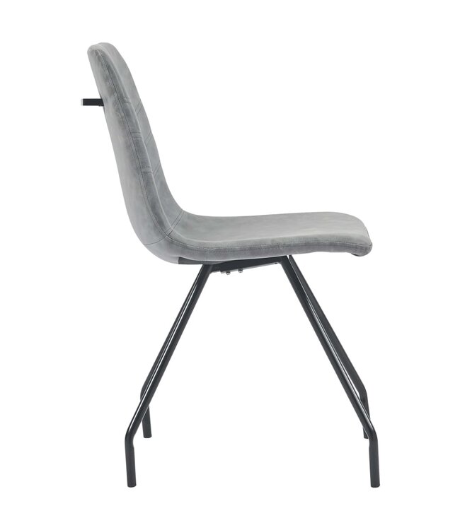 Eetkamerstoelen 4 st kunstleer donkergrijs