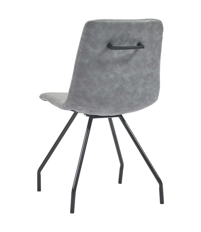 Eetkamerstoelen 4 st kunstleer donkergrijs