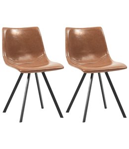 Eetkamerstoelen 2 st kunstleer cognackleurig