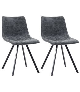 Eetkamerstoelen 2 st kunstleer zwart