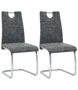 Eetkamerstoelen 2 st kunstleer zwart