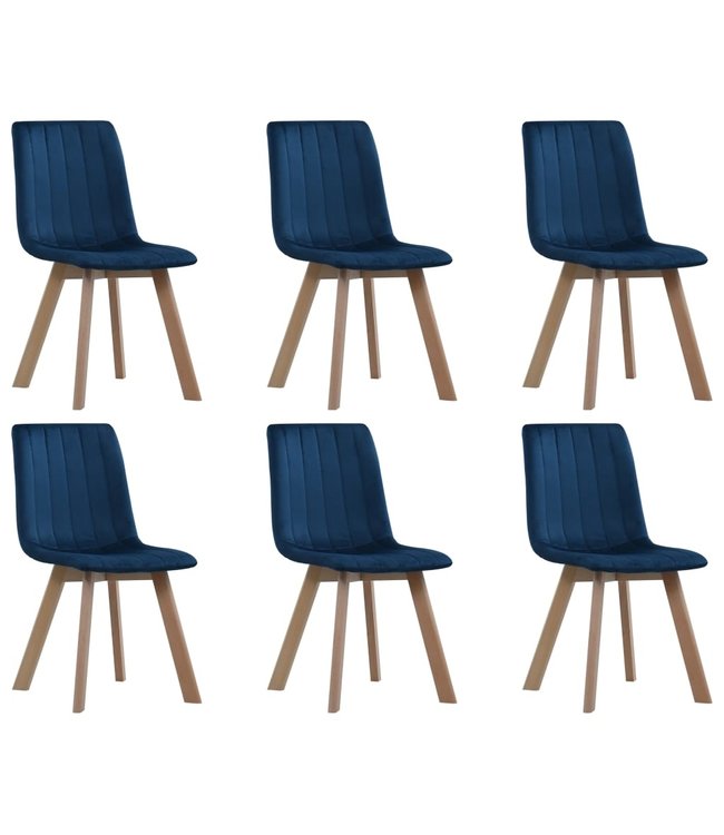 Eetkamerstoelen 6 st fluweel blauw