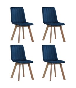 Eetkamerstoelen 4 st fluweel blauw