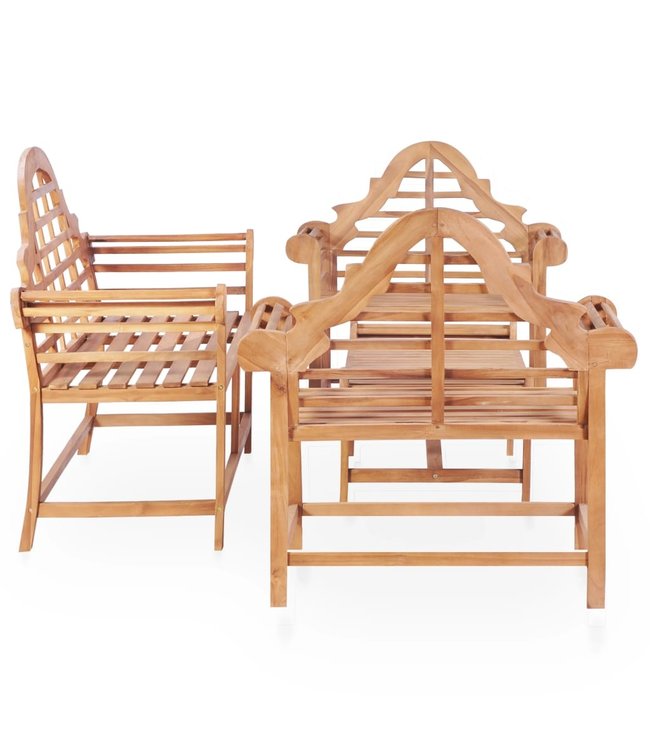 4-delige Tuinset massief teakhout