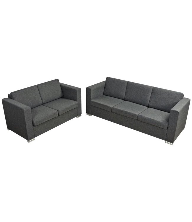 Bankstel 2-delig textiel donkergrijs