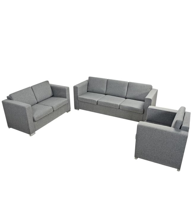 Zithoek 3-delig textiel lichtgrijs