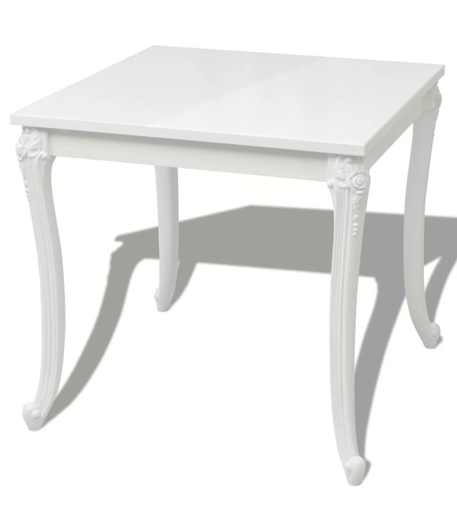 Eettafel 80 x 80 x 76 cm hoogglans wit