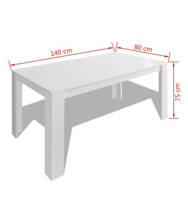 Eettafel 140x80x75 cm wit