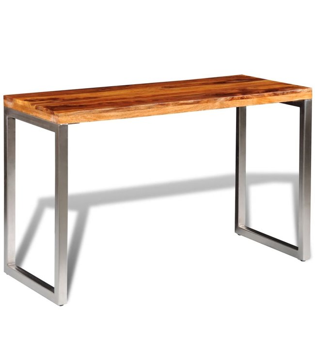 Eettafel/bureau met stalen poten massief sheeshamhout
