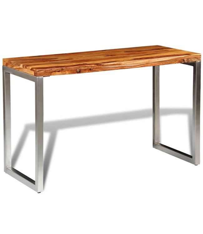 Eettafel/bureau met stalen poten massief sheeshamhout