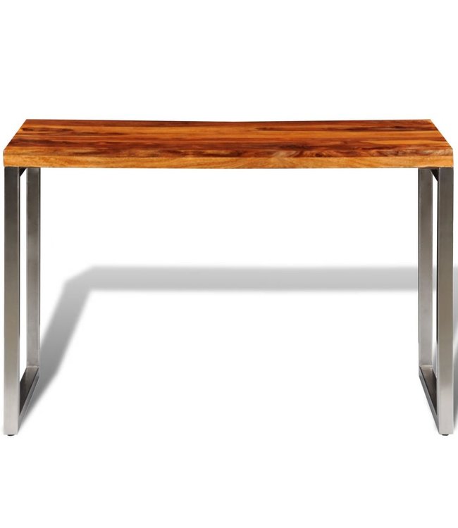 Eettafel/bureau met stalen poten massief sheeshamhout