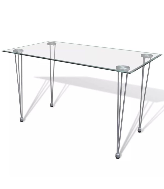 Eettafel met glazen tafelblad transparant