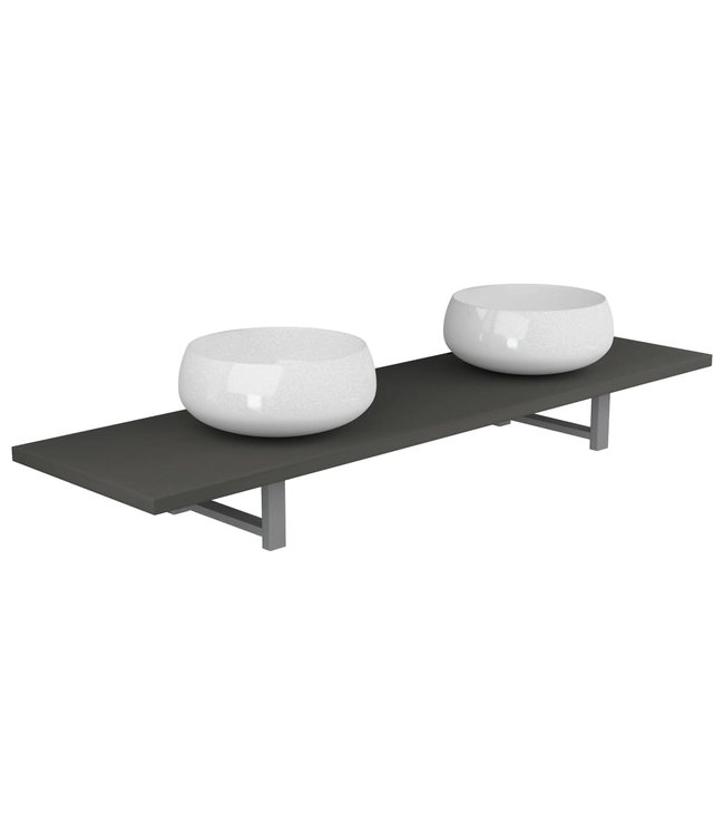 3-delige Badkamermeubelset keramiek grijs