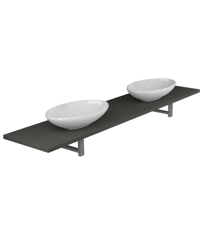 3-delige Badkamermeubelset keramiek grijs