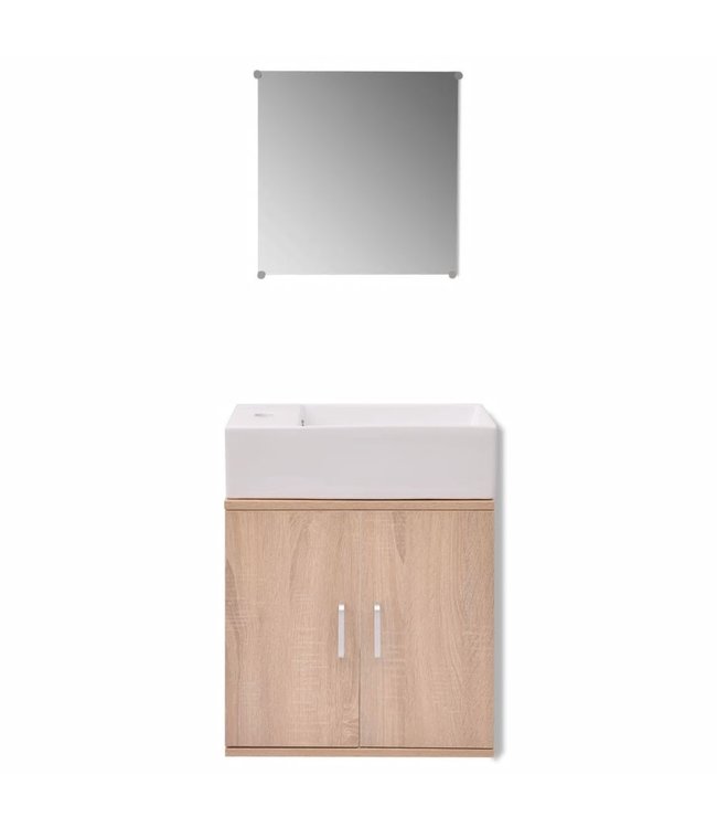Badkamermeubelset met wasbak beige 3-dlg