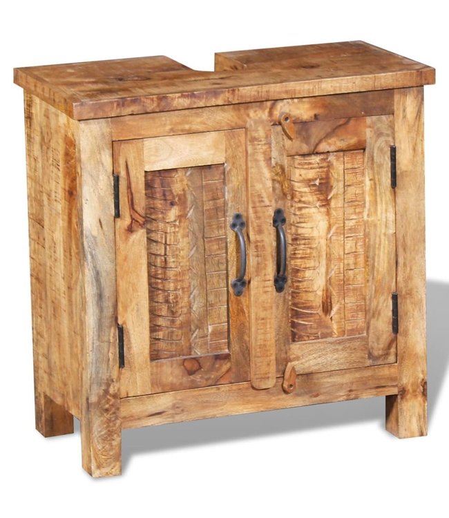 Wastafelkast met spiegel massief mangohout