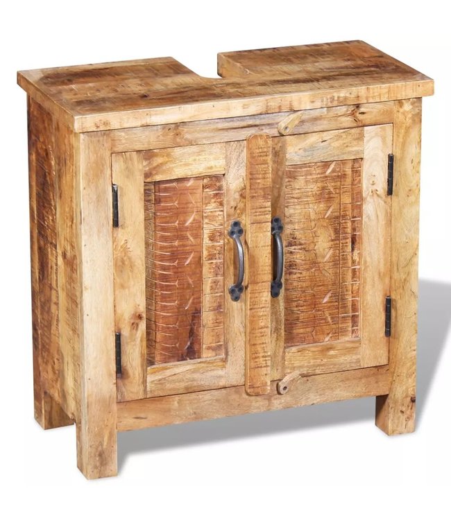 Wastafelkast met spiegel massief mangohout