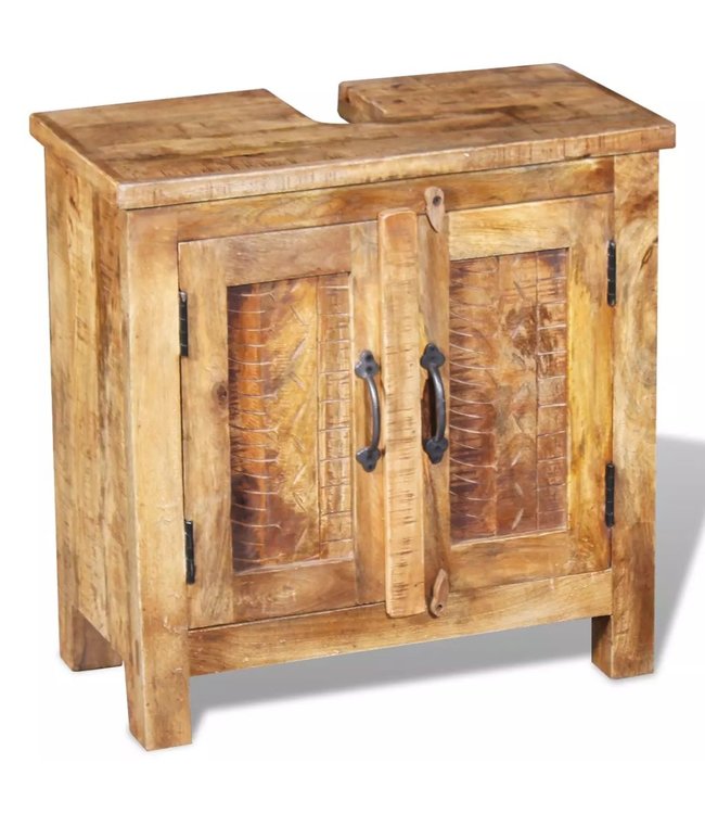 Wastafelkast met spiegel massief mangohout