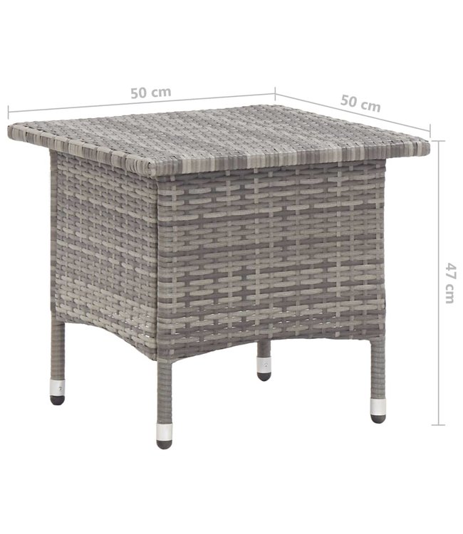 Theetafel 50x50x47 cm poly rattan grijs
