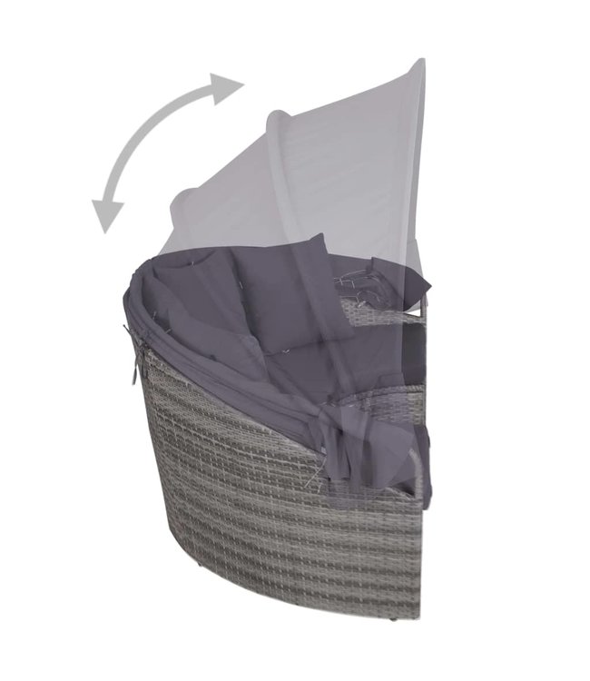 4-delige Loungeset met kussens poly rattan grijs