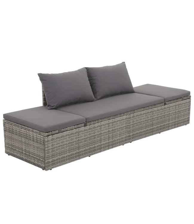 Tuinbed 195x60 cm poly rattan grijs