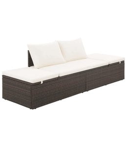 Tuinbed 195x60 cm poly rattan bruin