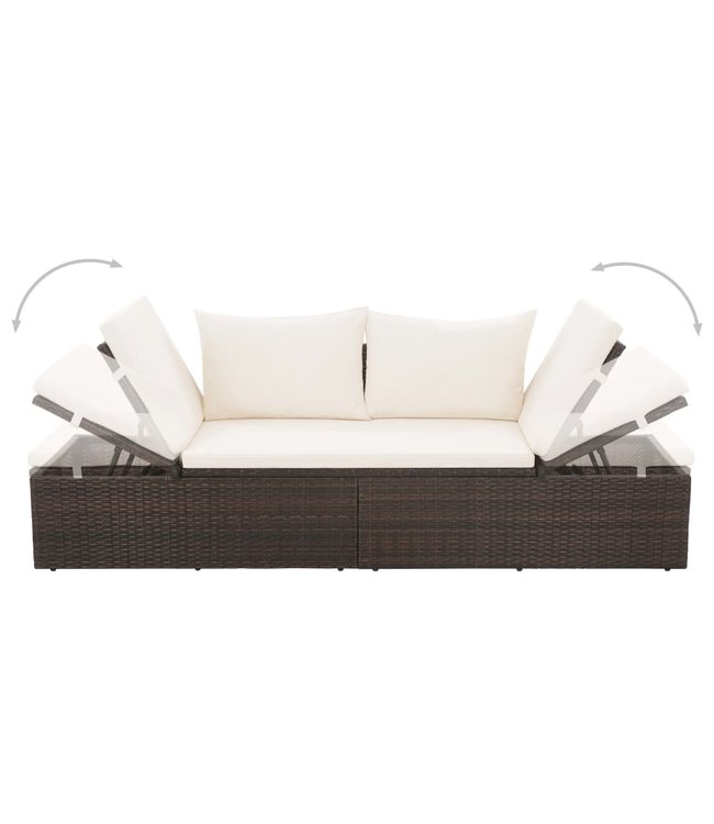 Tuinbed 195x60 cm poly rattan bruin